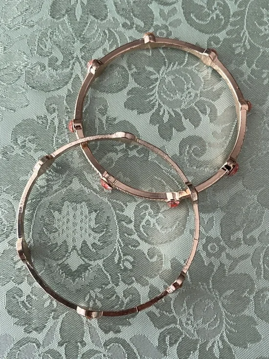 Duo Bangle Set In Rose Gold-Tone With Rhinestones - Picture 7 of 7